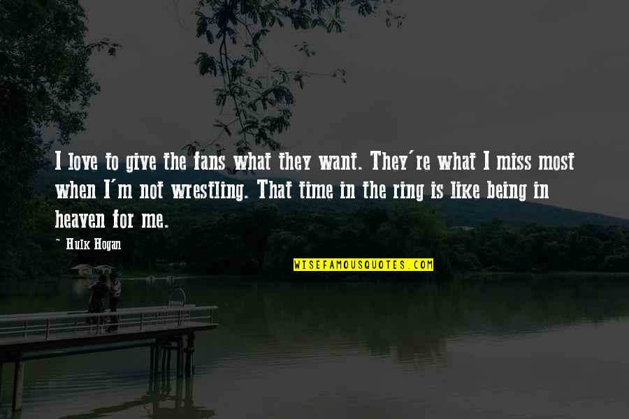 What Is Love To Me Quotes By Hulk Hogan: I love to give the fans what they