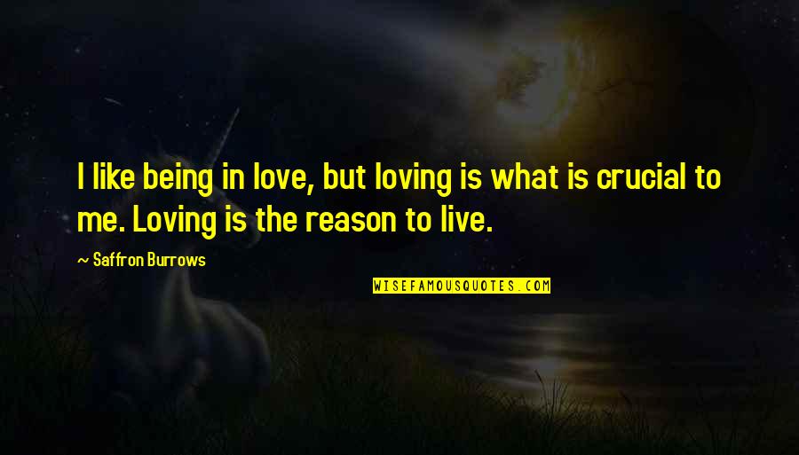 What Is Love To Me Quotes By Saffron Burrows: I like being in love, but loving is