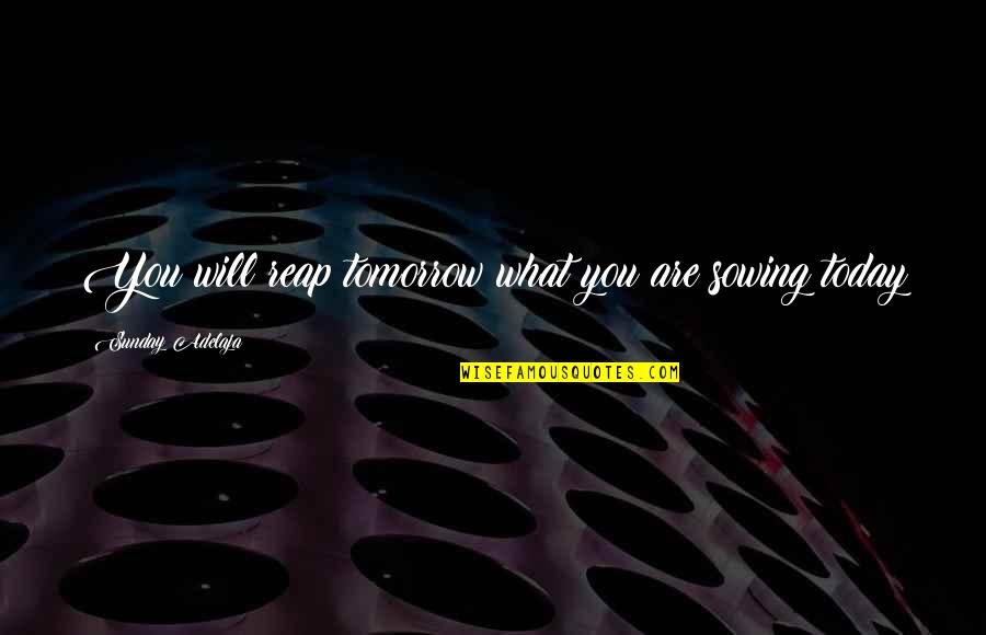 What Is My Purpose In Life Quotes By Sunday Adelaja: You will reap tomorrow what you are sowing