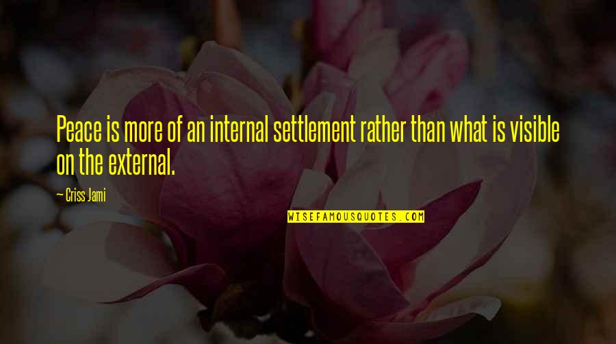 What Is Peace Quotes By Criss Jami: Peace is more of an internal settlement rather