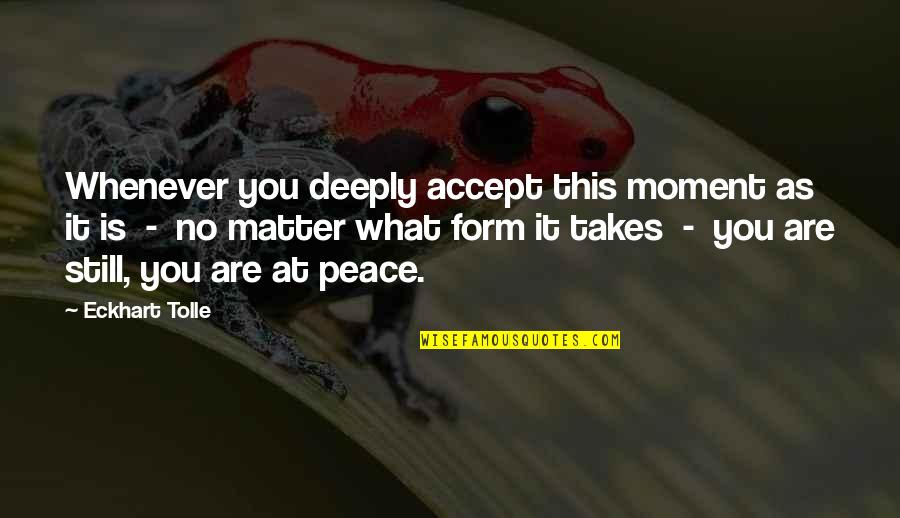 What Is Peace Quotes By Eckhart Tolle: Whenever you deeply accept this moment as it What Is Peace Quotes By Eckhart Tolle: Whenever you deeply accept this moment as it