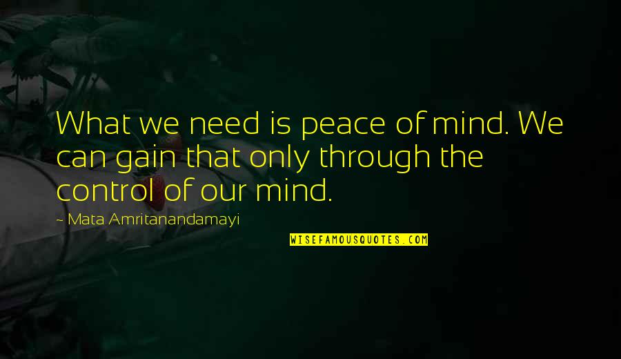 What Is Peace Quotes By Mata Amritanandamayi: What we need is peace of mind. We What Is Peace Quotes By Mata Amritanandamayi: What we need is peace of mind. We