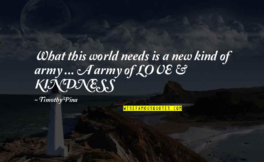 What Is Peace Quotes By Timothy Pina: What this world needs is a new kind