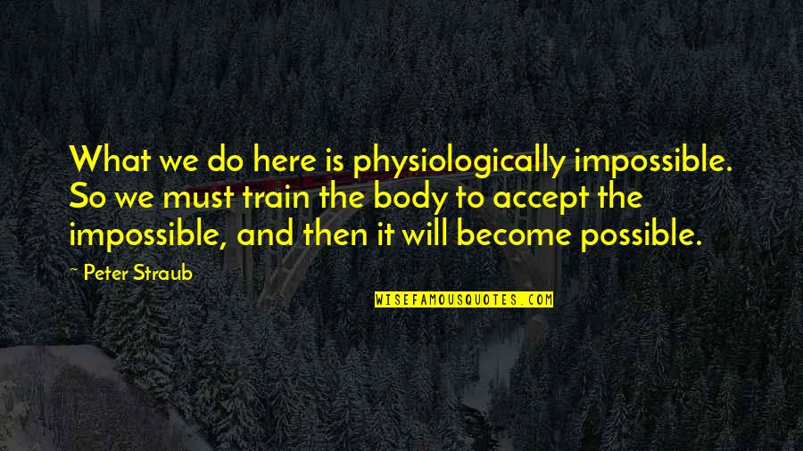 What Is Possible And The Impossible Quotes By Peter Straub: What we do here is physiologically impossible. So