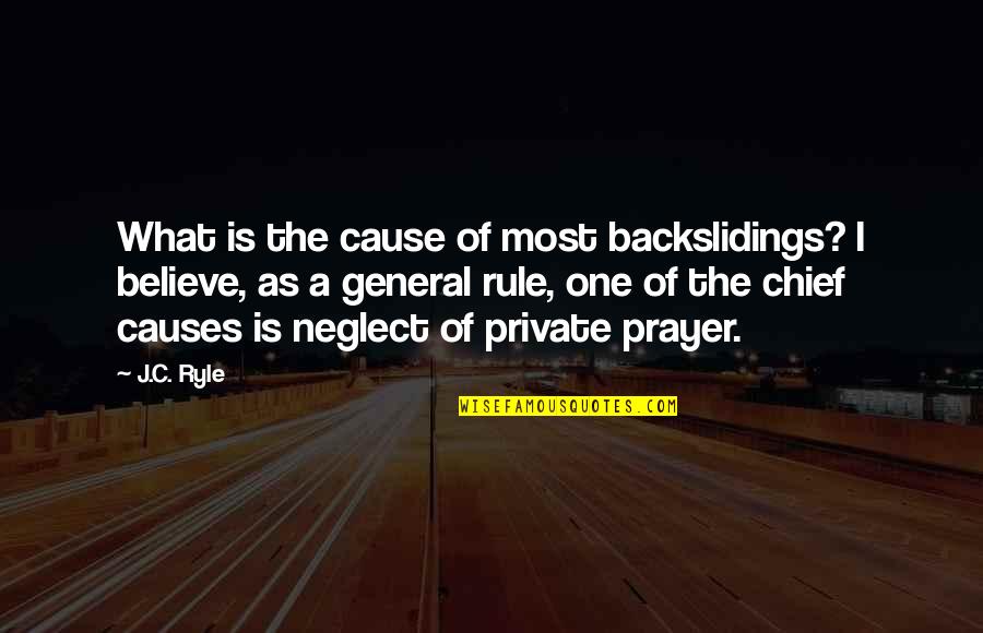 What Is Prayer Quotes By J.C. Ryle: What is the cause of most backslidings? I