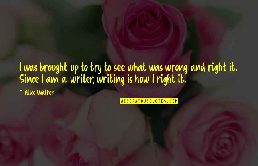 What Is Right And Wrong Quotes By Alice Walker: I was brought up to try to see