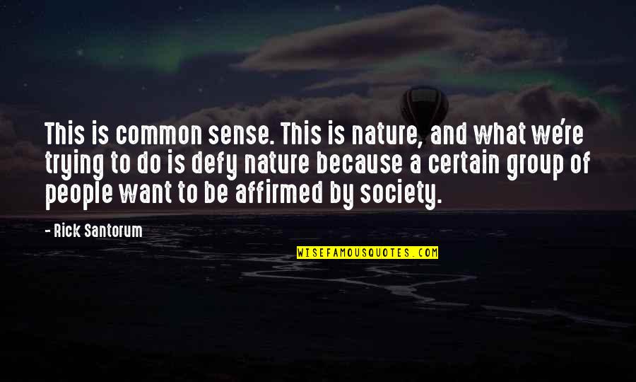 What Is Society Quotes By Rick Santorum: This is common sense. This is nature, and