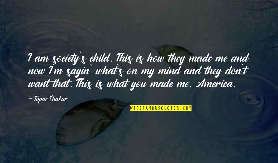 What Is Society Quotes By Tupac Shakur: I am society's child. This is how they