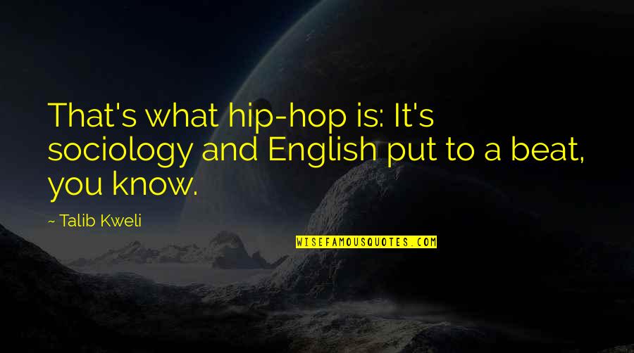 What Is Sociology Quotes By Talib Kweli: That's what hip-hop is: It's sociology and English