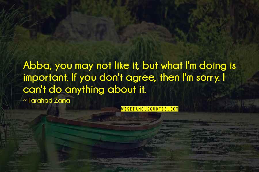 What Is Sorry Quotes By Farahad Zama: Abba, you may not like it, but what