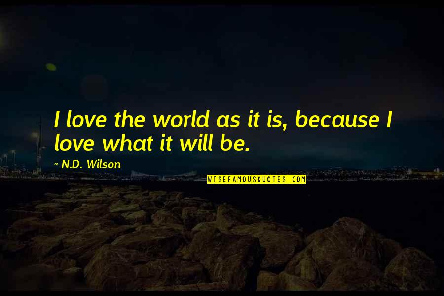 What Is The Inspirational Love Quotes By N.D. Wilson: I love the world as it is, because
