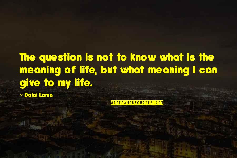 What Is The Meaning Of Life Quotes By Dalai Lama: The question is not to know what is