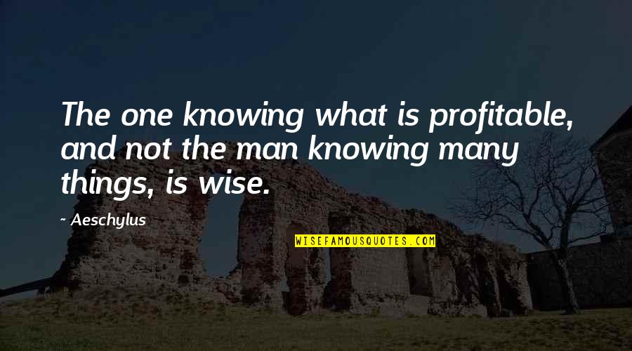 What Is Wise Quotes By Aeschylus: The one knowing what is profitable, and not