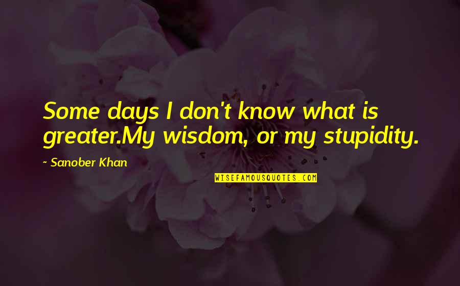What Is Wise Quotes By Sanober Khan: Some days I don't know what is greater.My