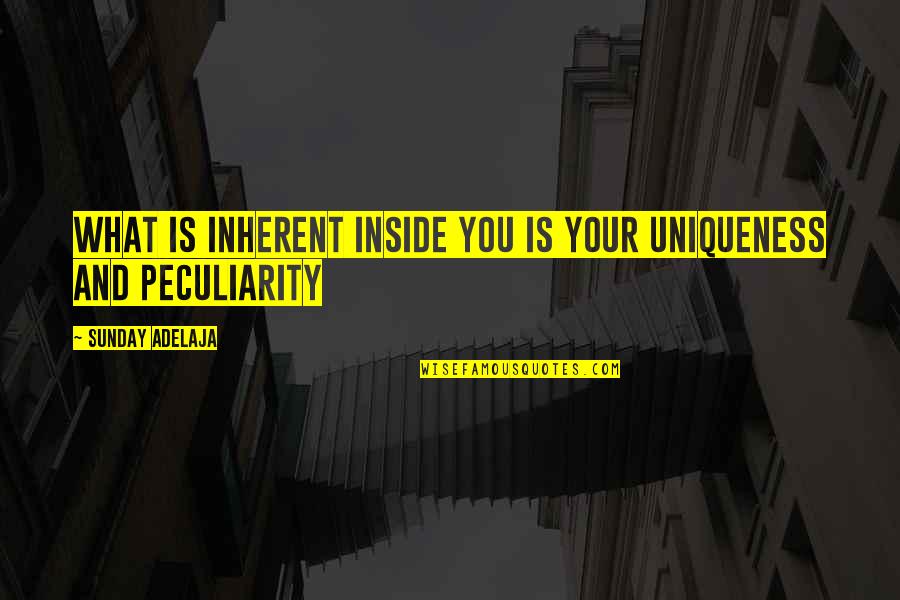 What Is Your Life Goal Quotes By Sunday Adelaja: What is inherent inside you is your uniqueness