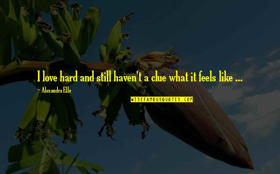 What It Feels Like To Be In Love Quotes By Alexandra Elle: I love hard and still haven't a clue