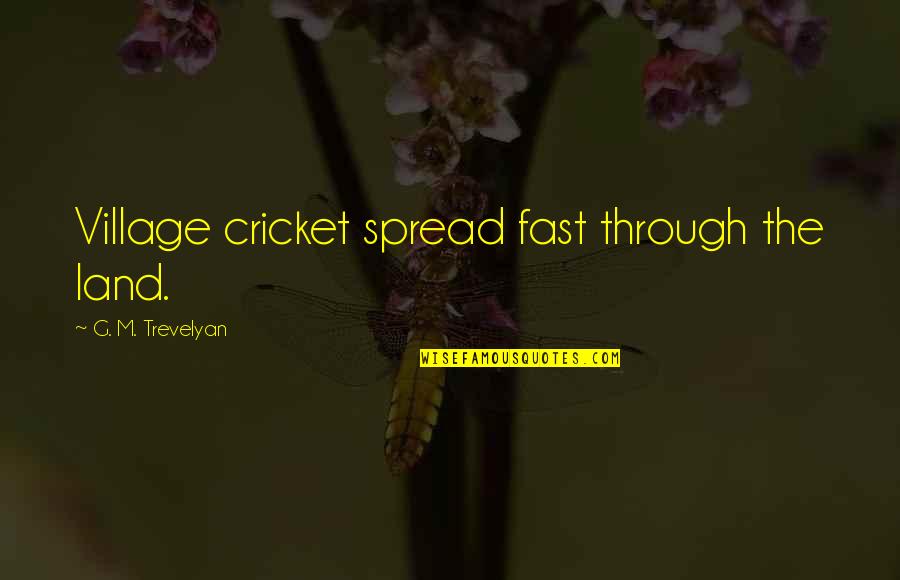 What It Means To Be Human Philosophy Quotes By G. M. Trevelyan: Village cricket spread fast through the land.