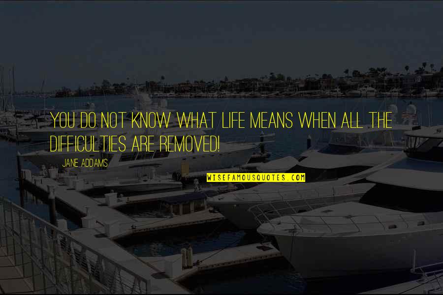 What Life Means Quotes By Jane Addams: You do not know what life means when