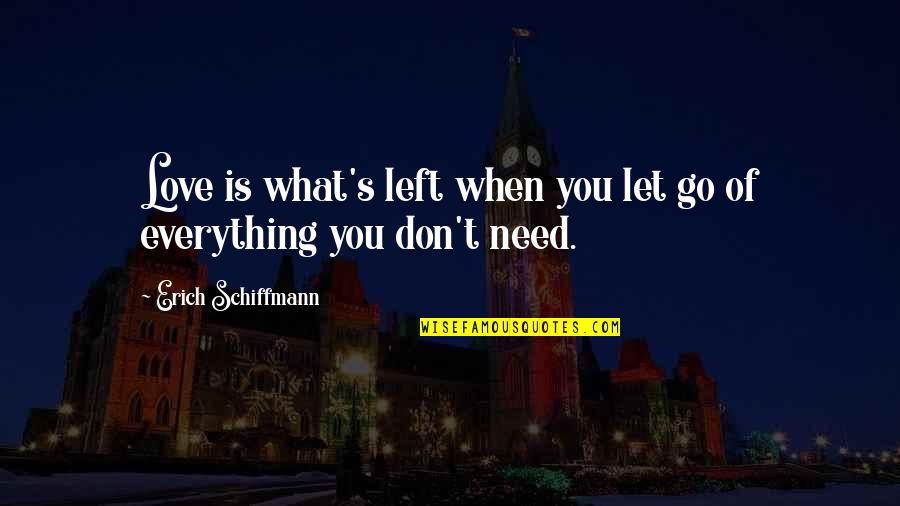 What Love Needs Quotes By Erich Schiffmann: Love is what's left when you let go