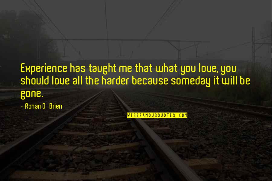What Love Should Be Quotes By Ronan O'Brien: Experience has taught me that what you love, What Love Should Be Quotes By Ronan O'Brien: Experience has taught me that what you love,