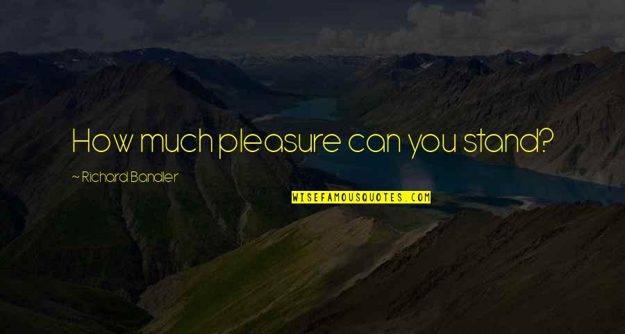 What Makes A Person Beautiful Quotes By Richard Bandler: How much pleasure can you stand?
