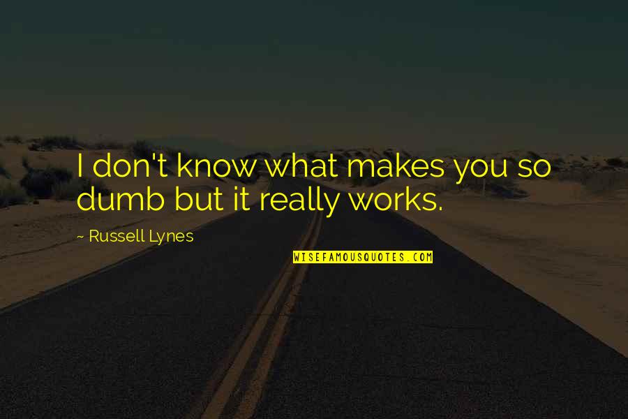 What Makes You You Quotes By Russell Lynes: I don't know what makes you so dumb