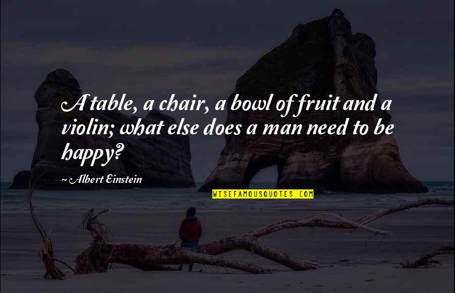 What Man Need Quotes By Albert Einstein: A table, a chair, a bowl of fruit