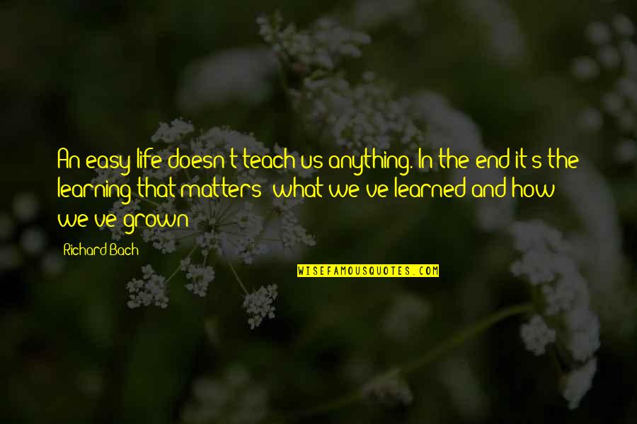 What Matters In Life Quotes By Richard Bach: An easy life doesn't teach us anything. In