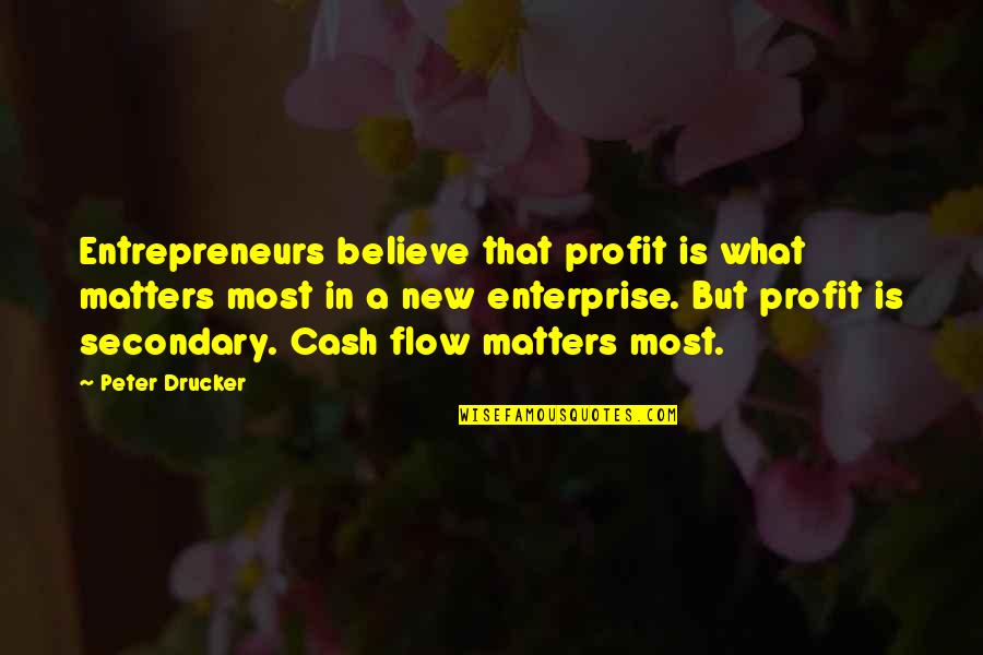 What Matters Most Quotes By Peter Drucker: Entrepreneurs believe that profit is what matters most