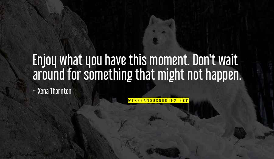 What Might Happen Quotes By Xena Thornton: Enjoy what you have this moment. Don't wait