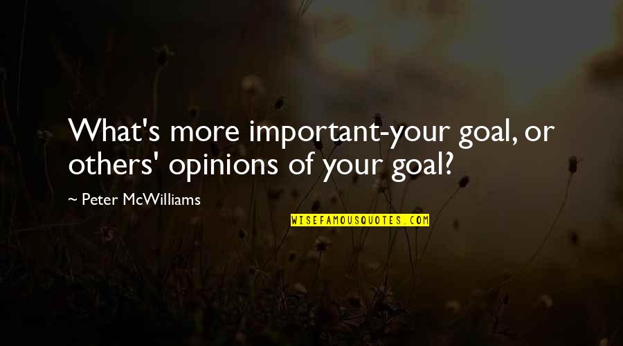 What More Important Quotes By Peter McWilliams: What's more important-your goal, or others' opinions of