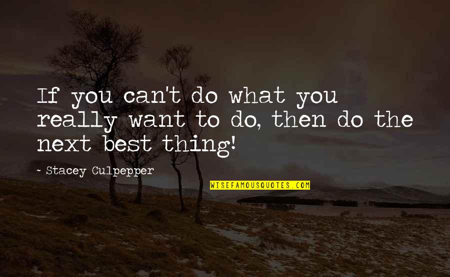 What Next In Life Quotes By Stacey Culpepper: If you can't do what you really want