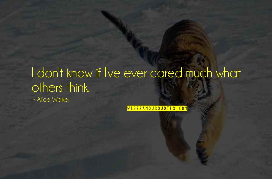 What Others Think Quotes By Alice Walker: I don't know if I've ever cared much