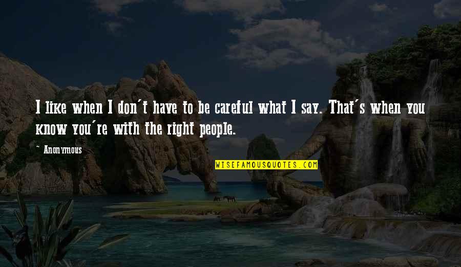 What People Say Quotes By Anonymous: I like when I don't have to be