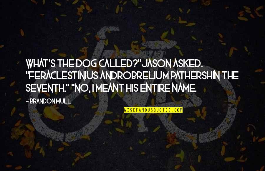 What S In A Name Quotes By Brandon Mull: What's the dog called?"Jason asked. "Feraclestinius Androbrelium Pathershin What S In A Name Quotes By Brandon Mull: What's the dog called?"Jason asked. "Feraclestinius Androbrelium Pathershin