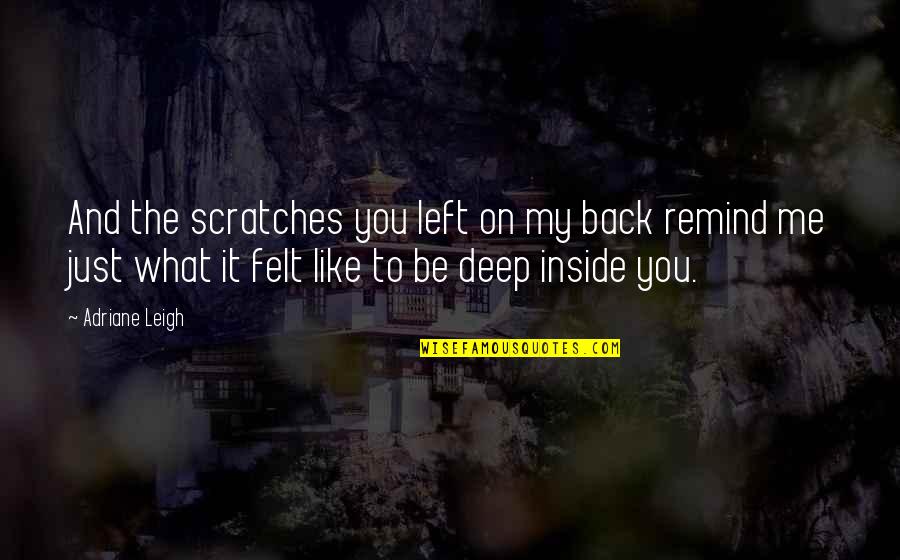 What S Left Of Me Quotes By Adriane Leigh: And the scratches you left on my back