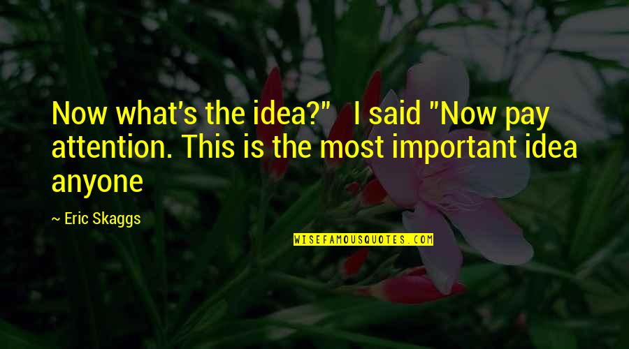 What S Most Important Quotes By Eric Skaggs: Now what's the idea?" I said "Now pay