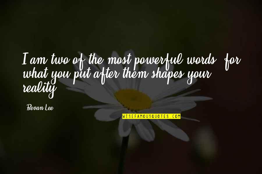 What Shapes Us Quotes By Bevan Lee: I am two of the most powerful words;