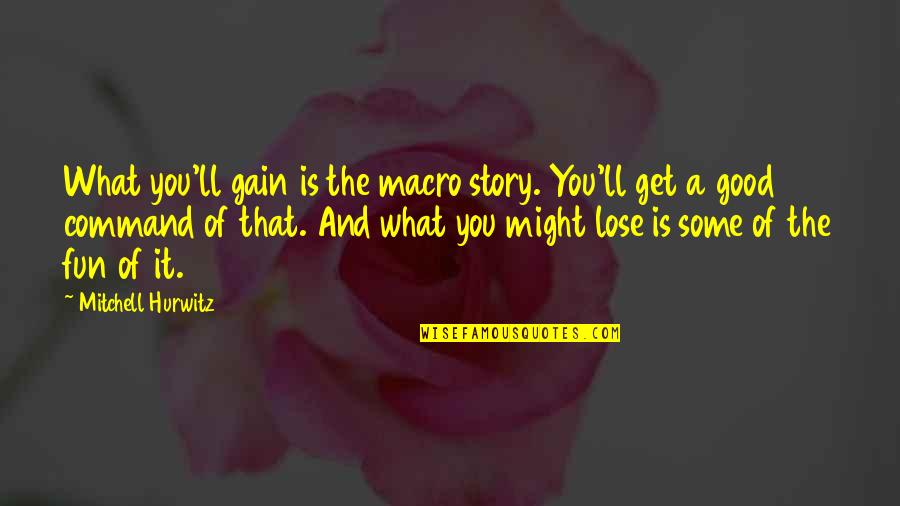 What Story Is Quotes By Mitchell Hurwitz: What you'll gain is the macro story. You'll