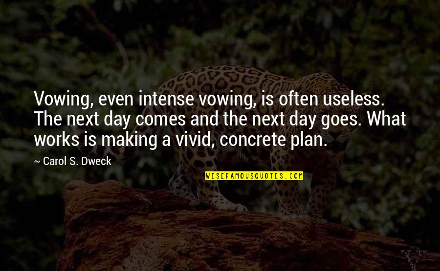 What The Plan Quotes By Carol S. Dweck: Vowing, even intense vowing, is often useless. The