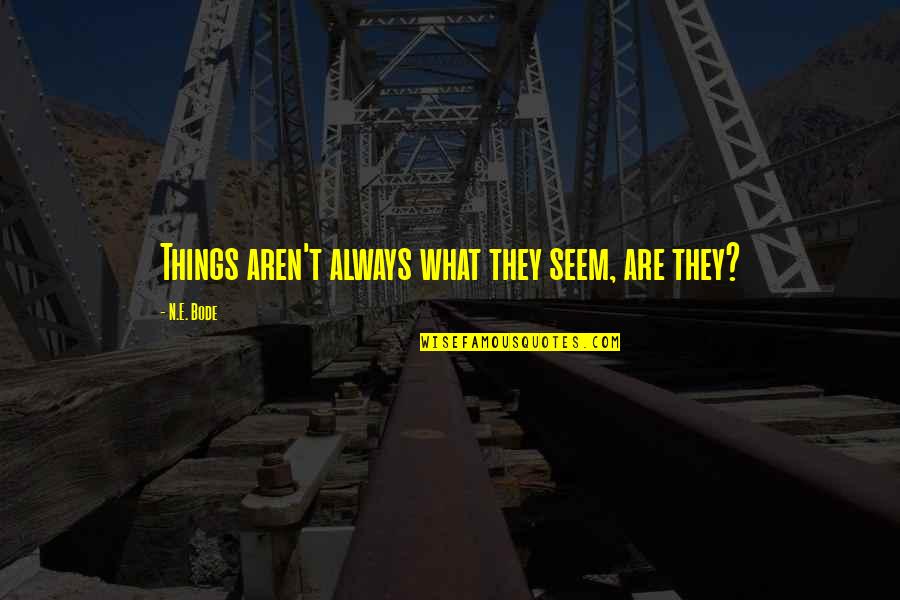 What They Seem Quotes By N.E. Bode: Things aren't always what they seem, are they? What They Seem Quotes By N.E. Bode: Things aren't always what they seem, are they?