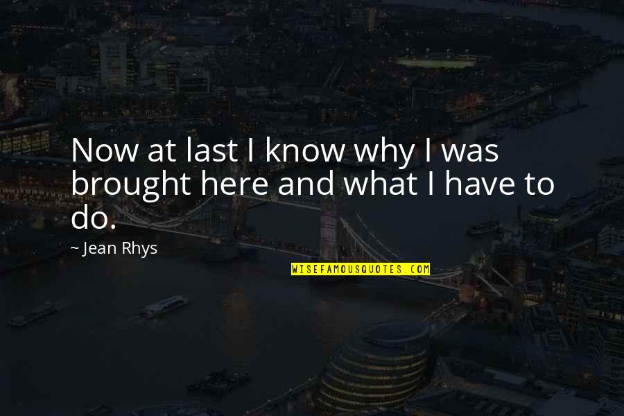 What To Do Now Quotes By Jean Rhys: Now at last I know why I was
