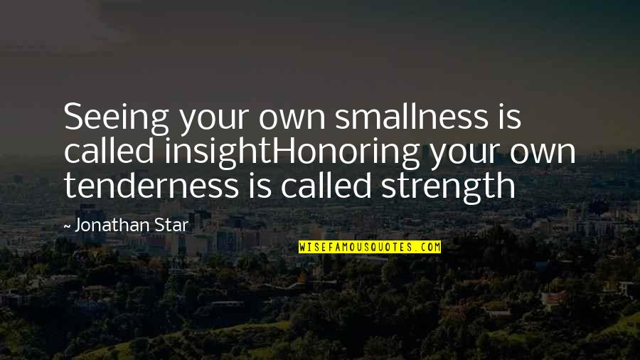 What To Say To Cheer Someone Up Quotes By Jonathan Star: Seeing your own smallness is called insightHonoring your