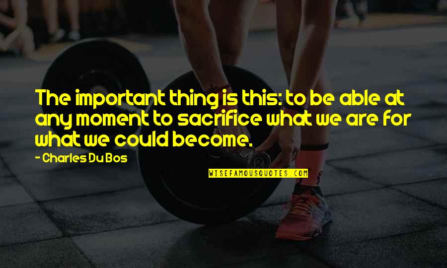 What We Could Be Quotes By Charles Du Bos: The important thing is this: to be able