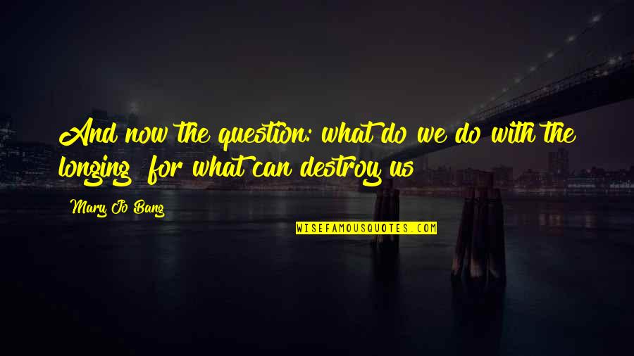 What We Do Now Quotes By Mary Jo Bang: And now the question: what do we do