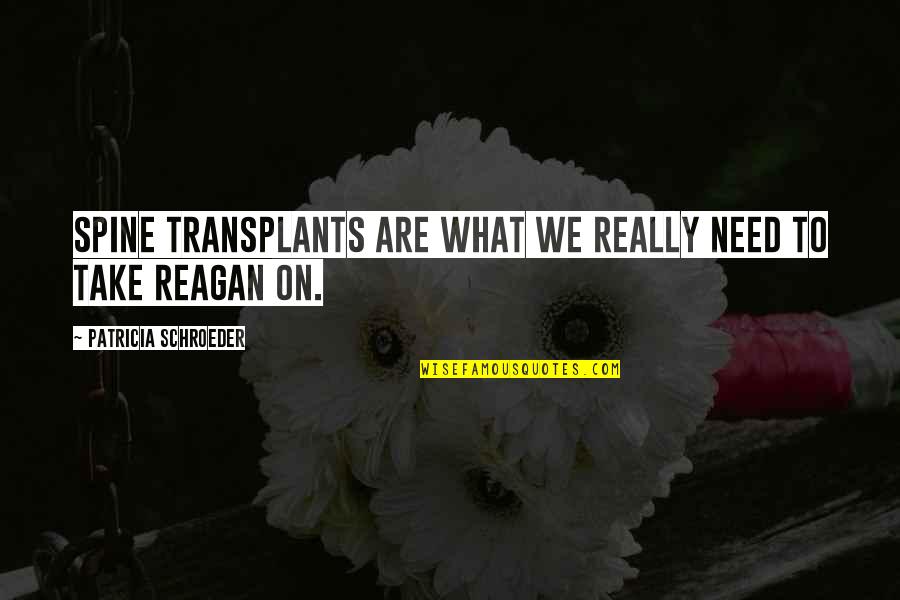 What We Need Quotes By Patricia Schroeder: Spine transplants are what we really need to