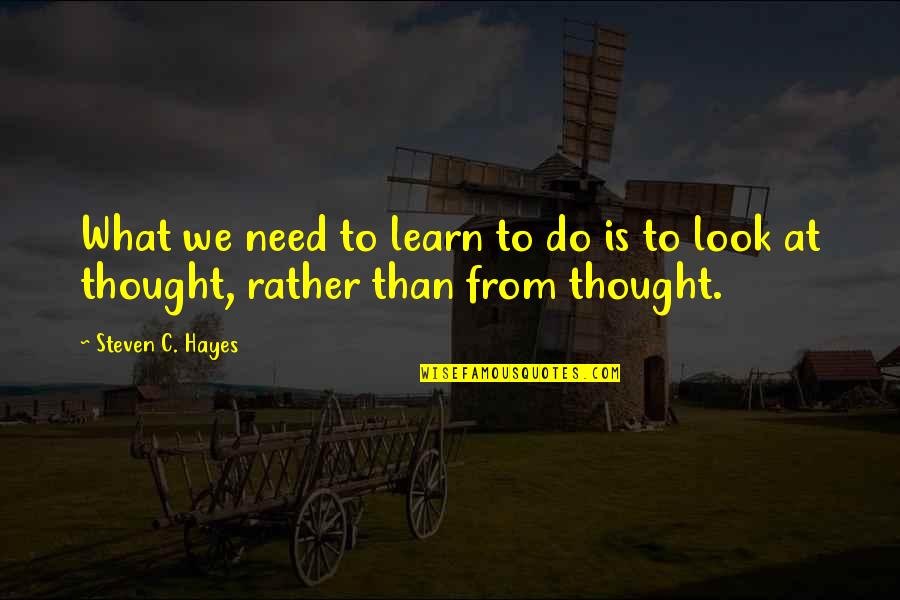 What We Need Quotes By Steven C. Hayes: What we need to learn to do is