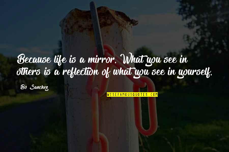 What We See In Others Quotes By Bo Sanchez: Because life is a mirror. What you see