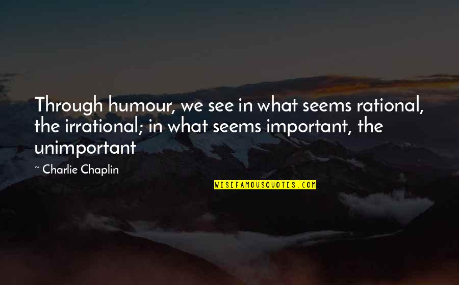 What We See Is Not What It Seems Quotes By Charlie Chaplin: Through humour, we see in what seems rational,