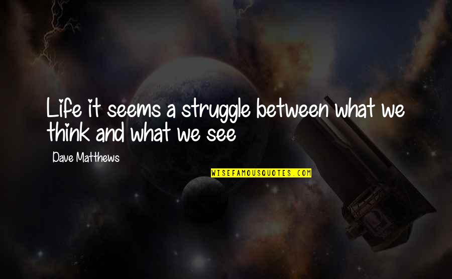 What We See Is Not What It Seems Quotes By Dave Matthews: Life it seems a struggle between what we